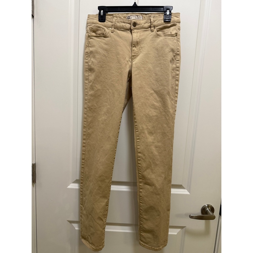 Anne Klein Jeans Womens Tan Khaki Straight Leg Pants Mid Rise Size 6 29x31
